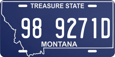 MT license plate 989271D