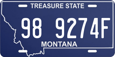 MT license plate 989274F