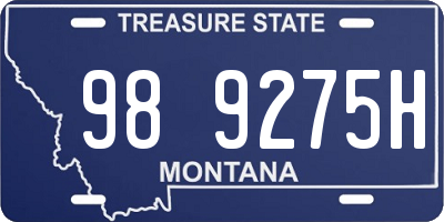 MT license plate 989275H