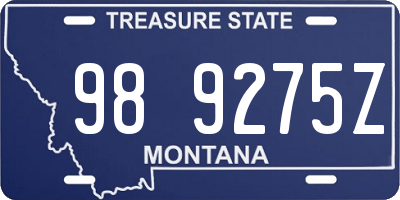 MT license plate 989275Z