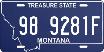 MT license plate 989281F