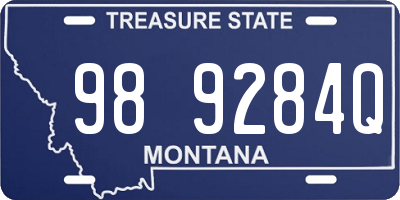 MT license plate 989284Q