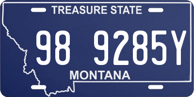 MT license plate 989285Y