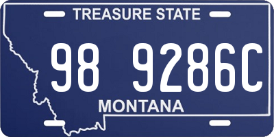 MT license plate 989286C