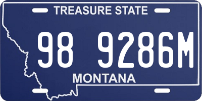 MT license plate 989286M