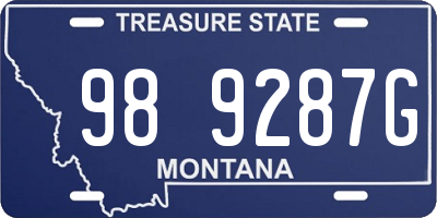 MT license plate 989287G