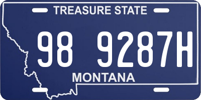 MT license plate 989287H