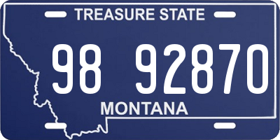 MT license plate 989287O