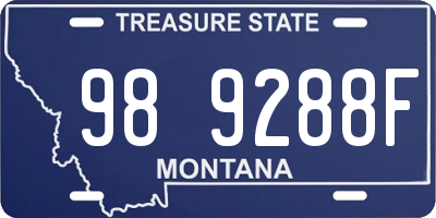 MT license plate 989288F