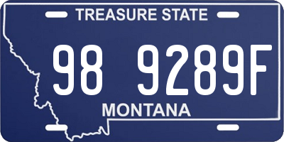 MT license plate 989289F