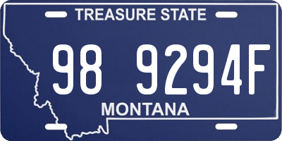 MT license plate 989294F
