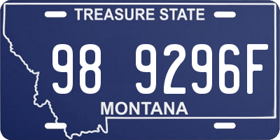 MT license plate 989296F
