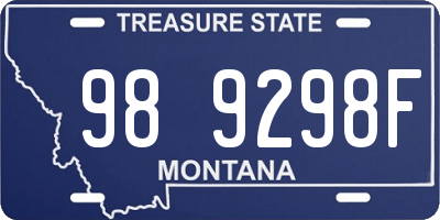 MT license plate 989298F