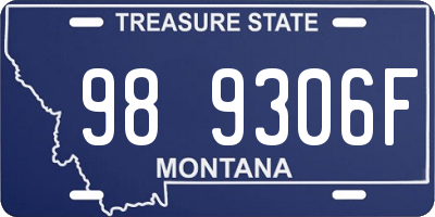 MT license plate 989306F