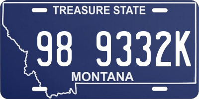 MT license plate 989332K