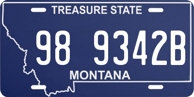 MT license plate 989342B