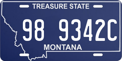 MT license plate 989342C