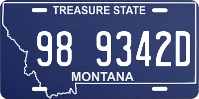 MT license plate 989342D