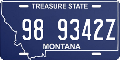 MT license plate 989342Z