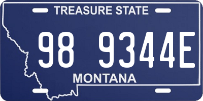 MT license plate 989344E