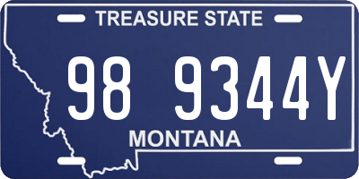 MT license plate 989344Y