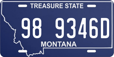 MT license plate 989346D