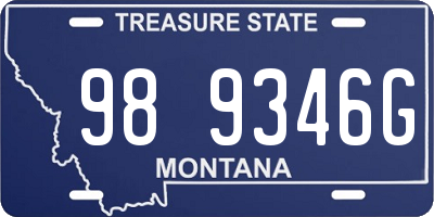 MT license plate 989346G