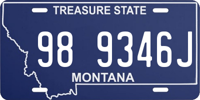 MT license plate 989346J