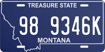 MT license plate 989346K