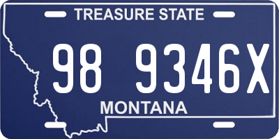 MT license plate 989346X