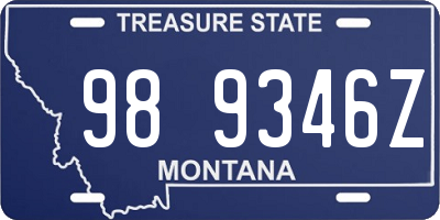 MT license plate 989346Z