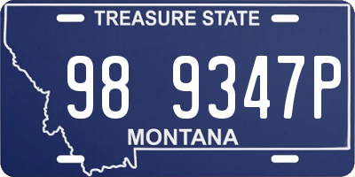 MT license plate 989347P