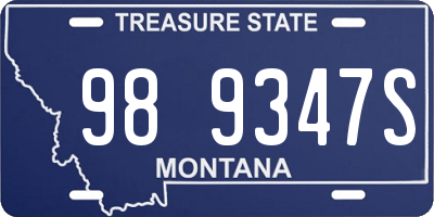 MT license plate 989347S