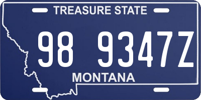 MT license plate 989347Z