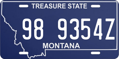 MT license plate 989354Z