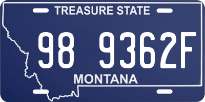 MT license plate 989362F