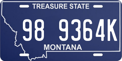 MT license plate 989364K