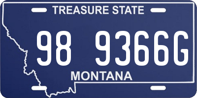 MT license plate 989366G