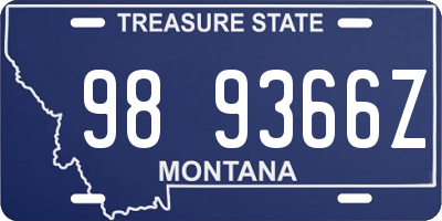 MT license plate 989366Z