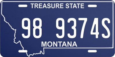 MT license plate 989374S