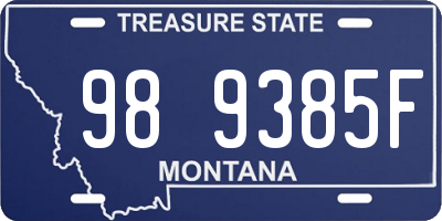 MT license plate 989385F