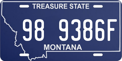 MT license plate 989386F
