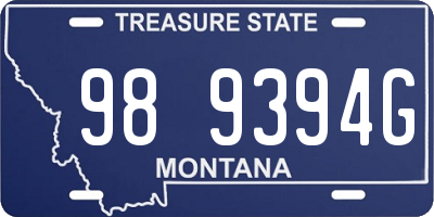 MT license plate 989394G