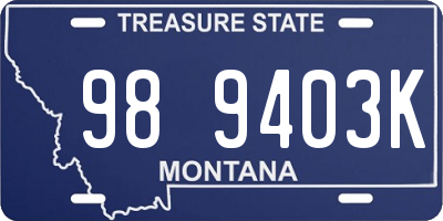 MT license plate 989403K
