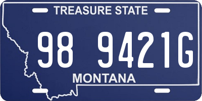 MT license plate 989421G