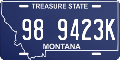 MT license plate 989423K