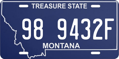 MT license plate 989432F