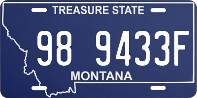 MT license plate 989433F