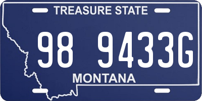 MT license plate 989433G