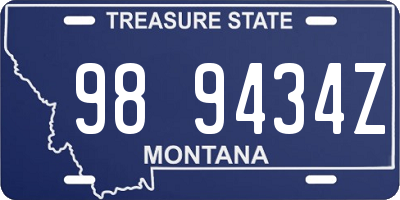 MT license plate 989434Z